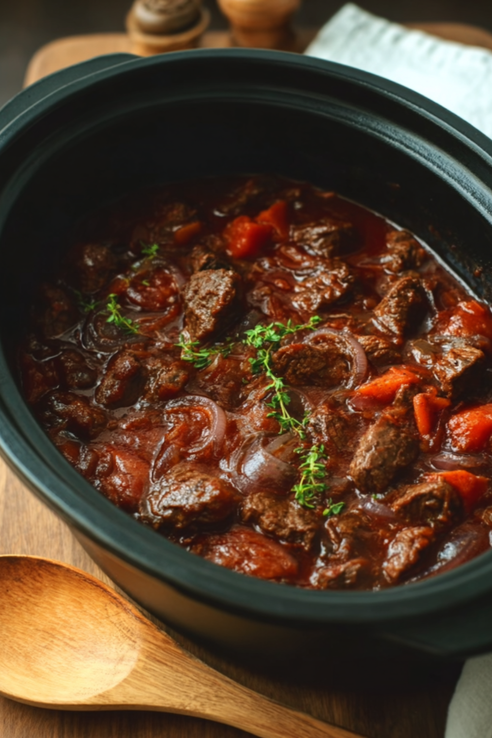 Slow-Cooked Beef Stifado with Red Wine and Cinnamon