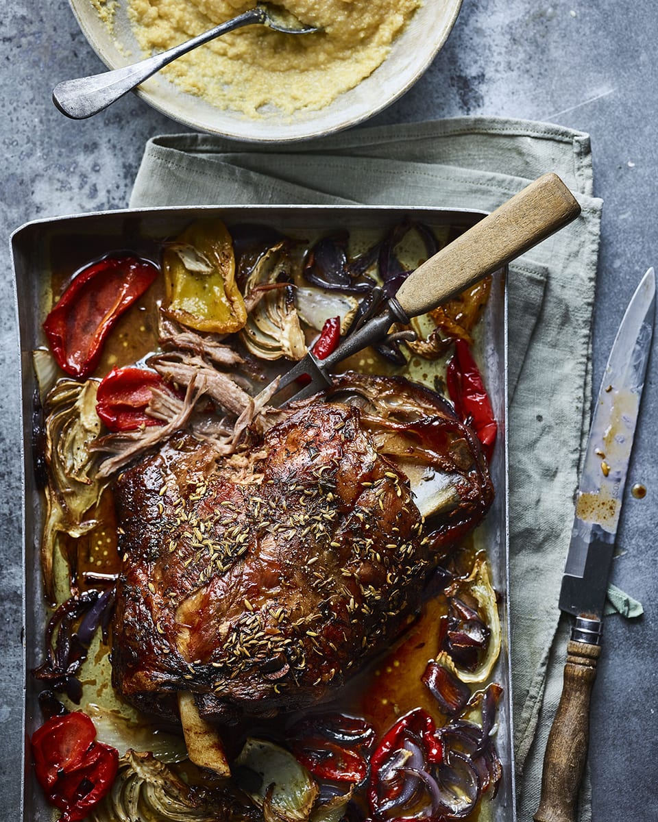 Herb-Roasted Lamb Shoulder with Charoset Glaze