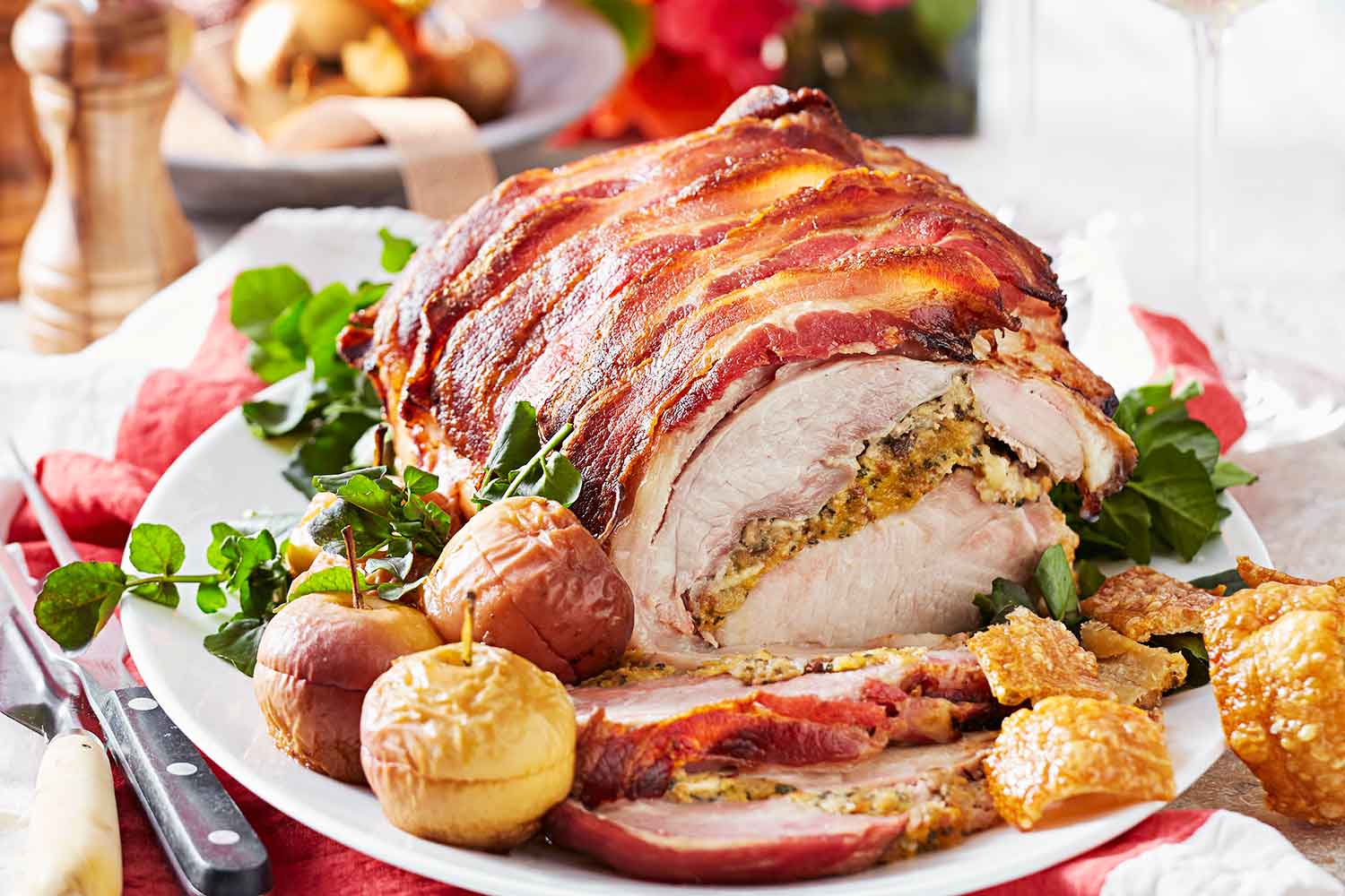 Roasted Chestnut and Sage Stuffed Pork Loin
