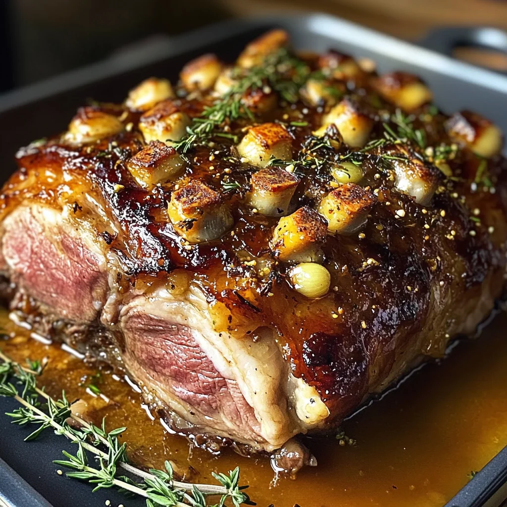 Herbed Roasted Lamb Shoulder with Charoset Glaze