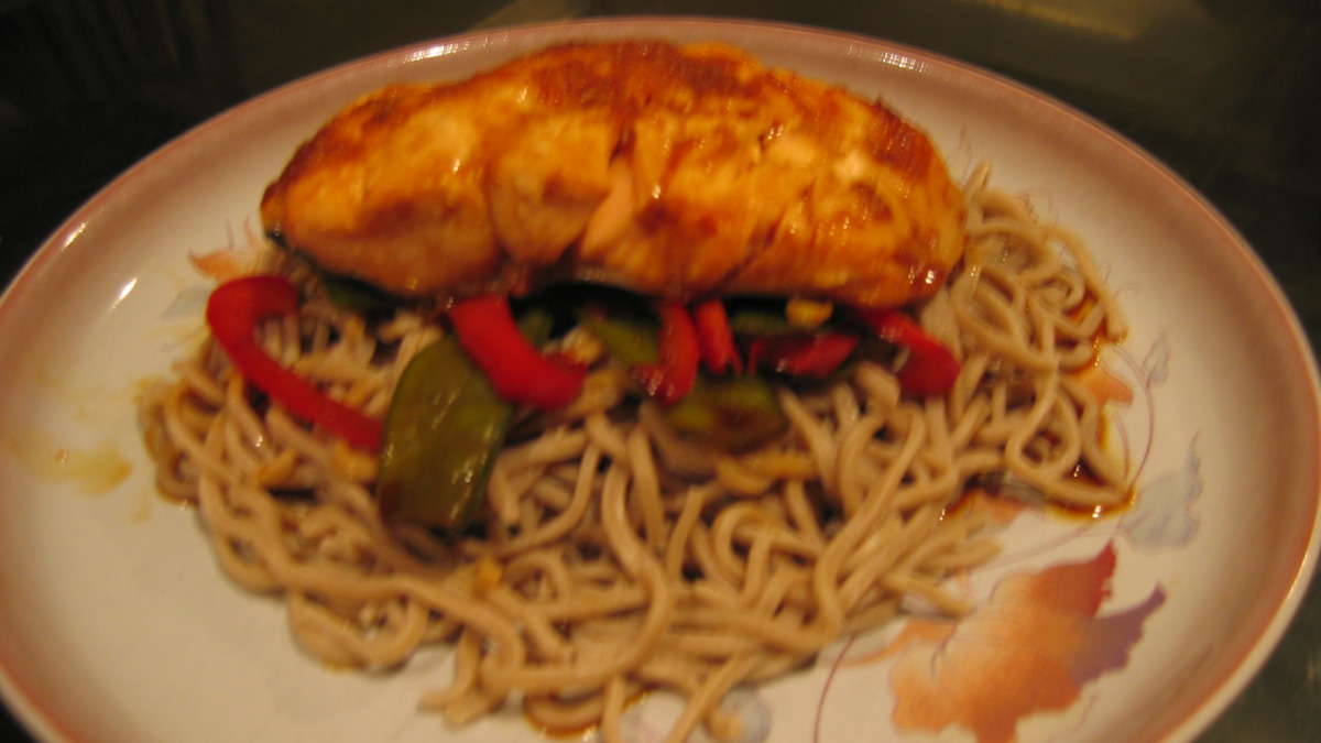 Ginger-Soy Glazed Salmon with Sesame Soba Noodles
