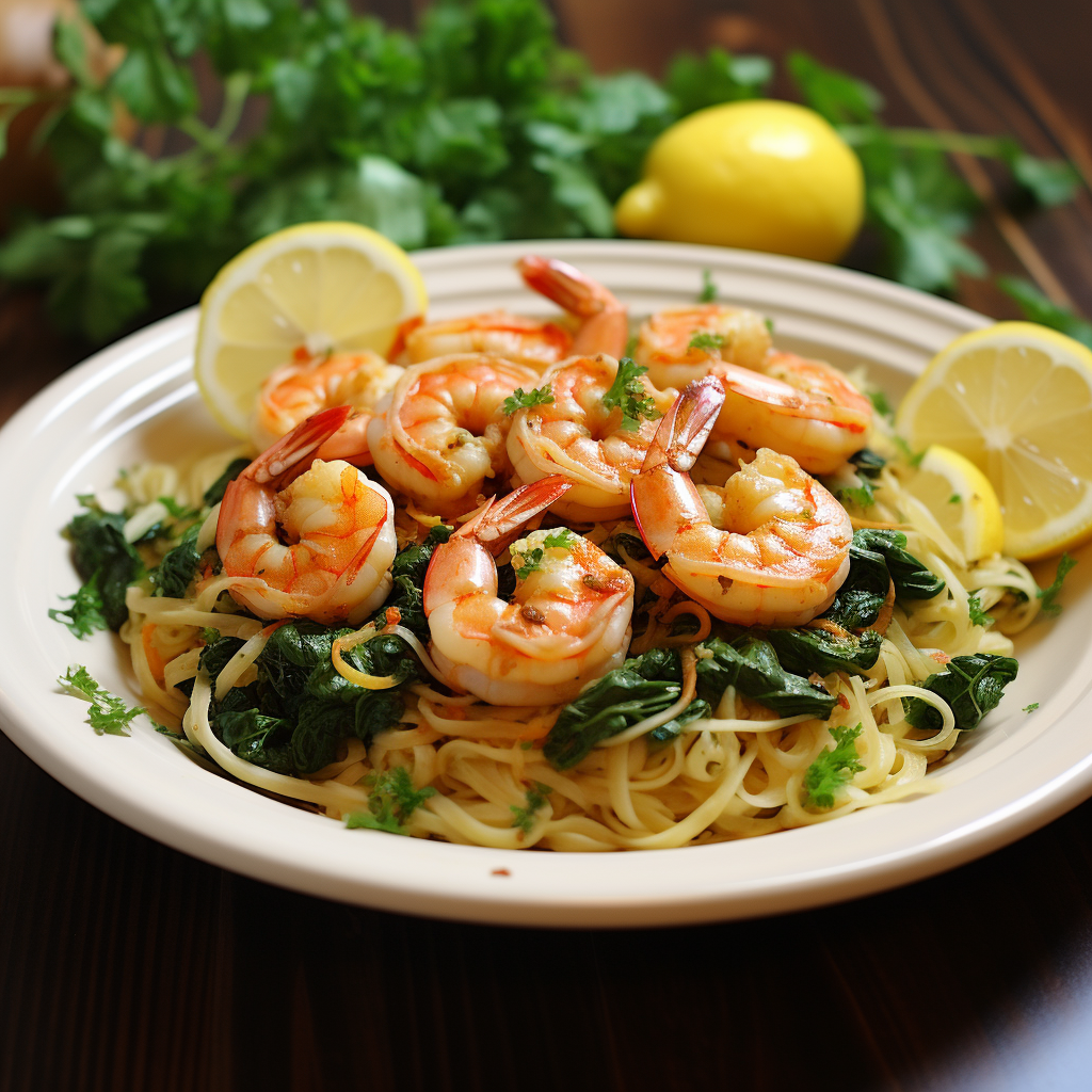 Sautéed Garlic Shrimp with Spaghetti and Lemon Zest