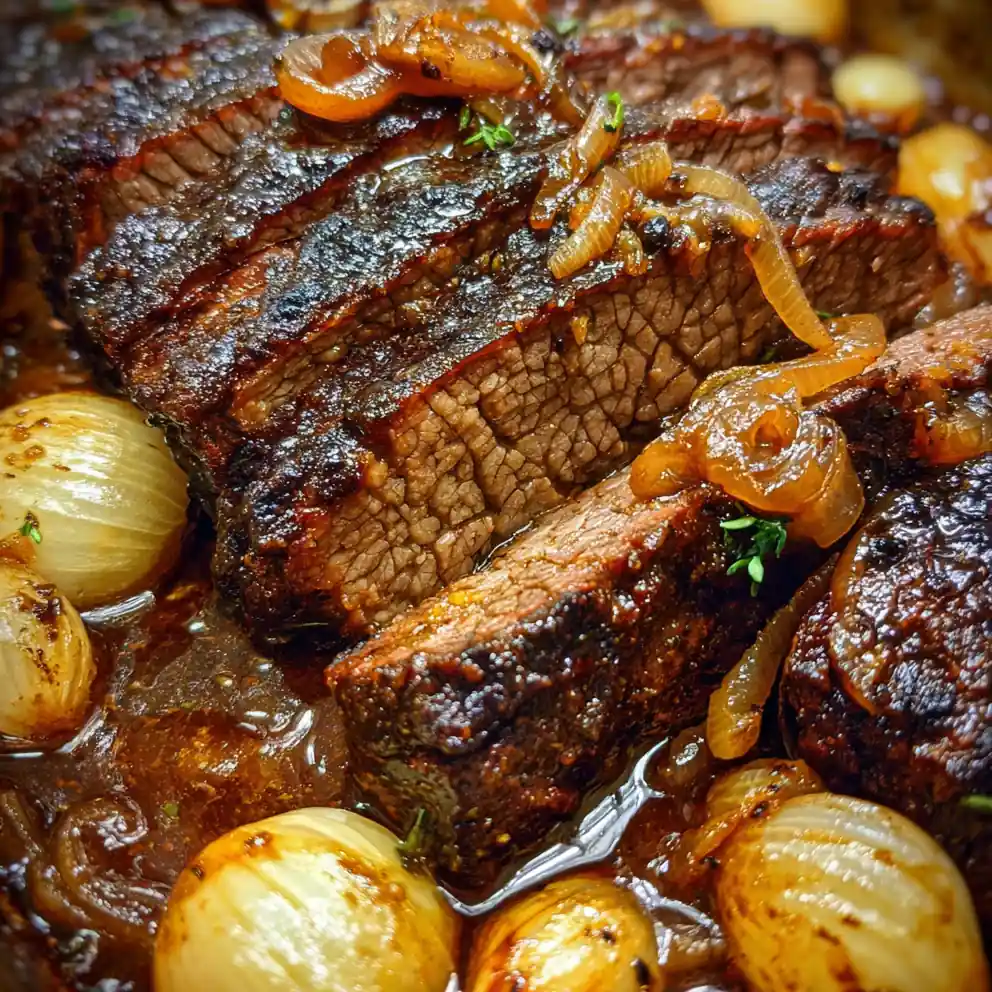 Roasted Brisket with Onions and Garlic Confit