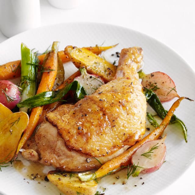 Roasted Lemon-Thyme Chicken with Spring Vegetables