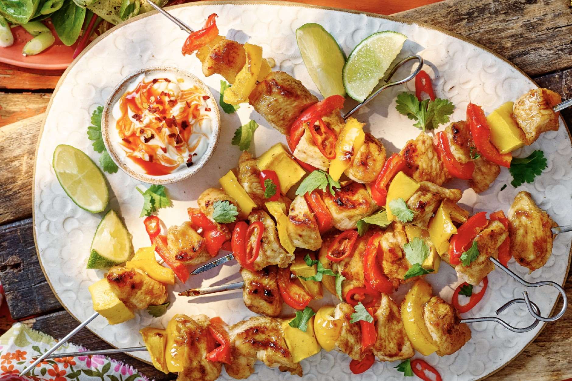 Mango-Lime Glazed Grilled Chicken Skewers