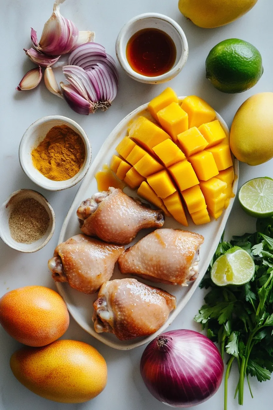 Spicy BBQ Chicken Thighs with Mango Relish