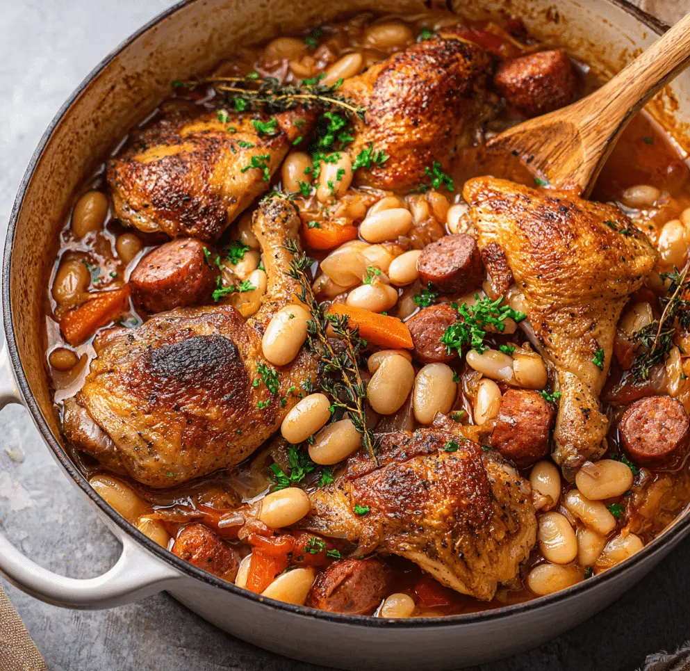 Rustic Chicken and White Bean Cassoulet with Herb Crust