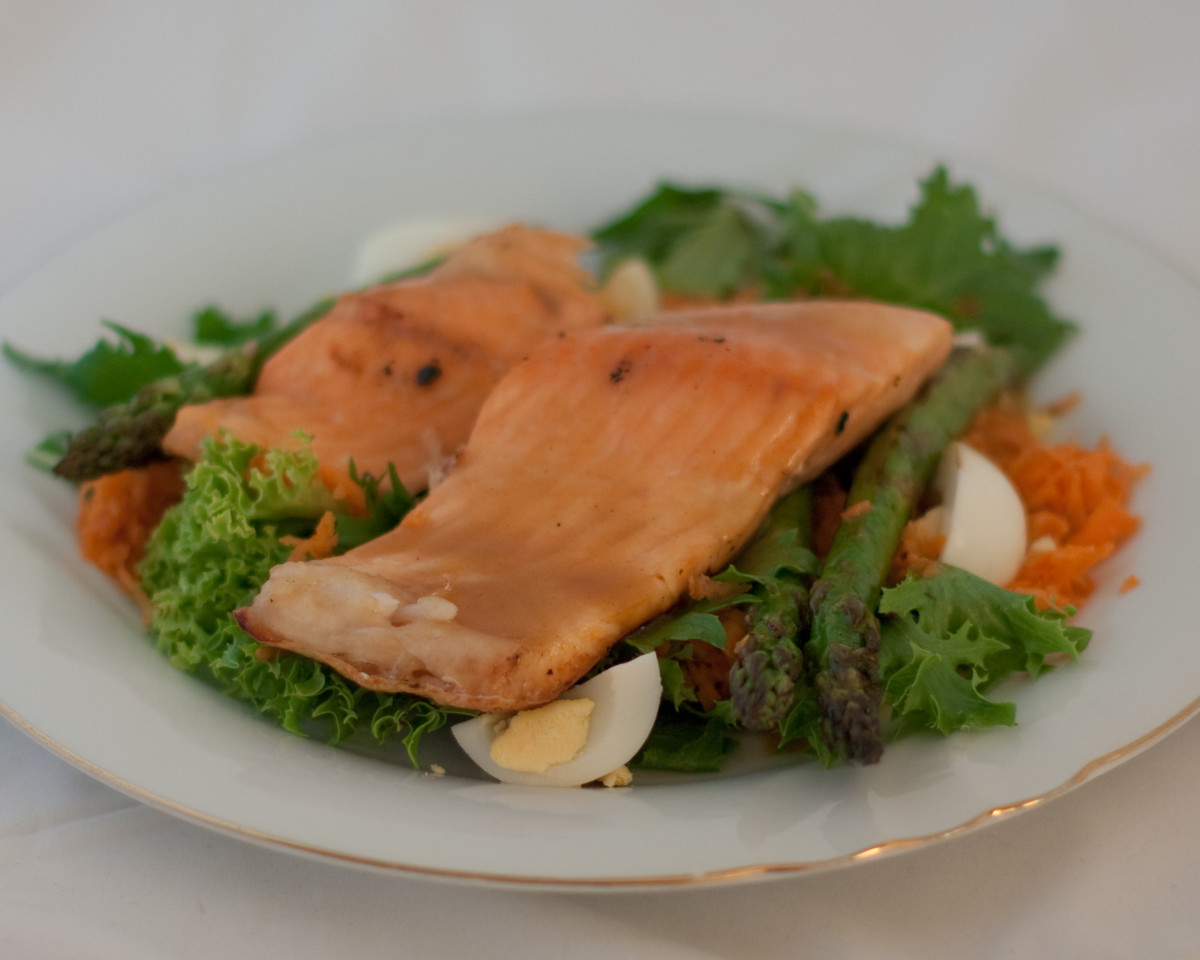 Herb-Glazed Salmon Skewers with Asparagus