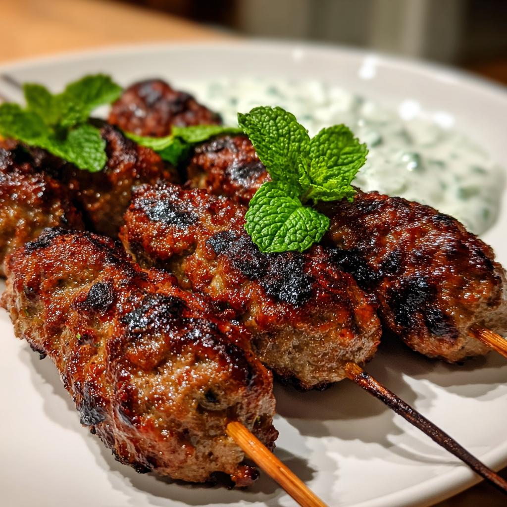 Northern Spice Rubbed Beef Skewers with Mint Yogurt Dip