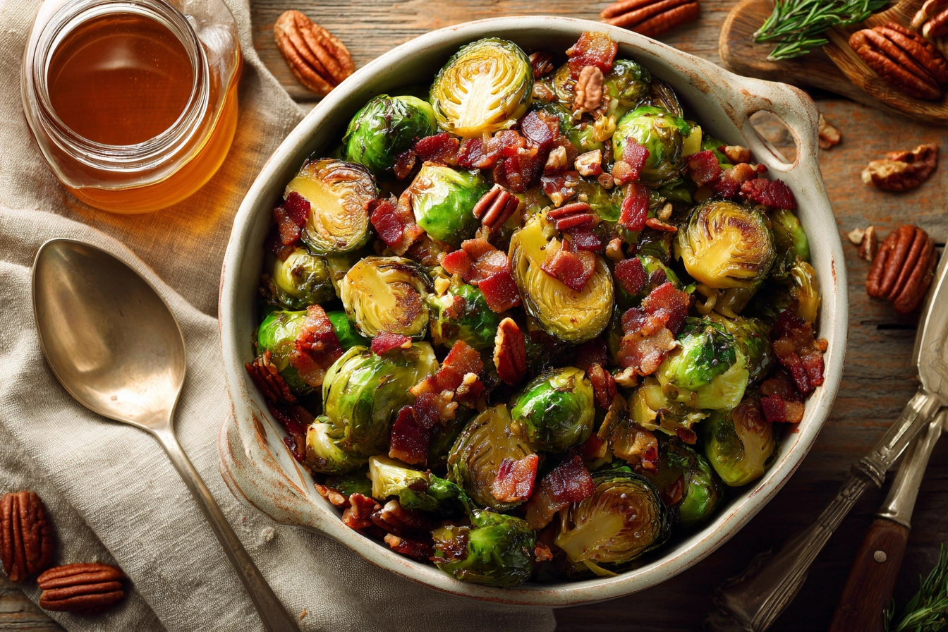Maple-Glazed Brussels Sprouts with Bacon and Pecans
