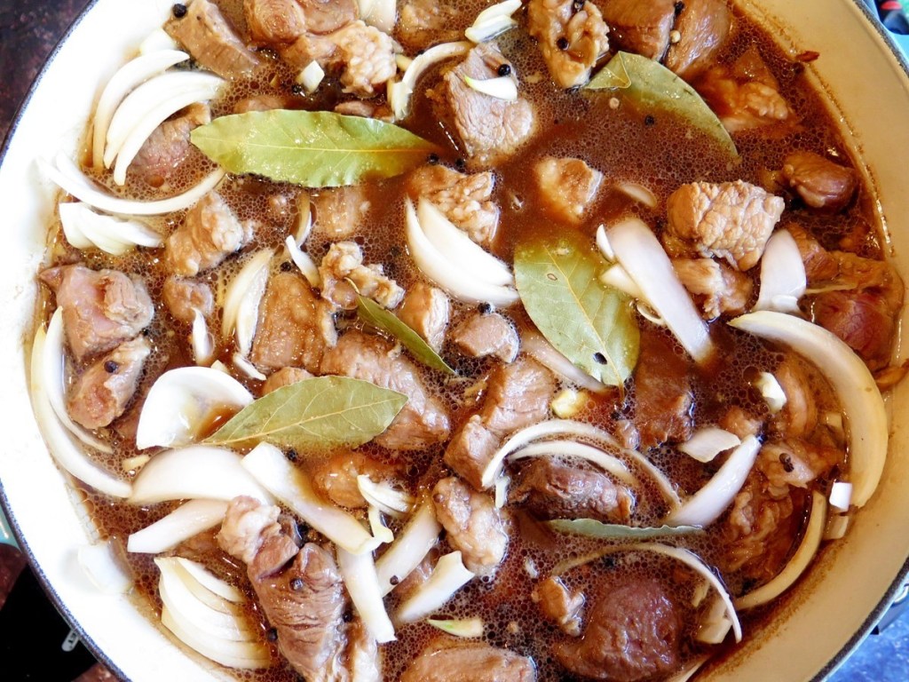Slow-Simmered Pork Adobo with Garlic and Bay Leaves