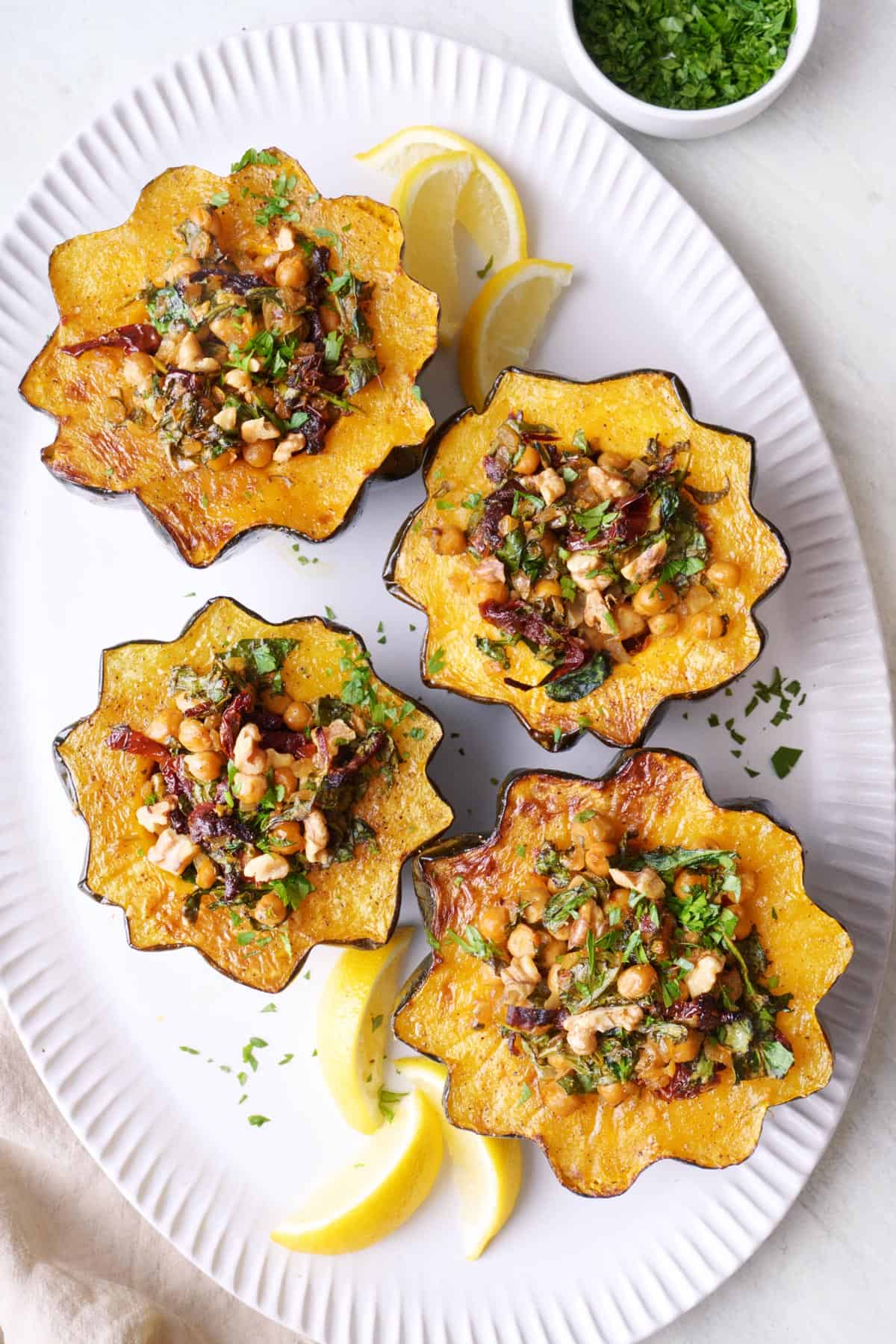 Chestnut and Mushroom Stuffed Acorn Squash