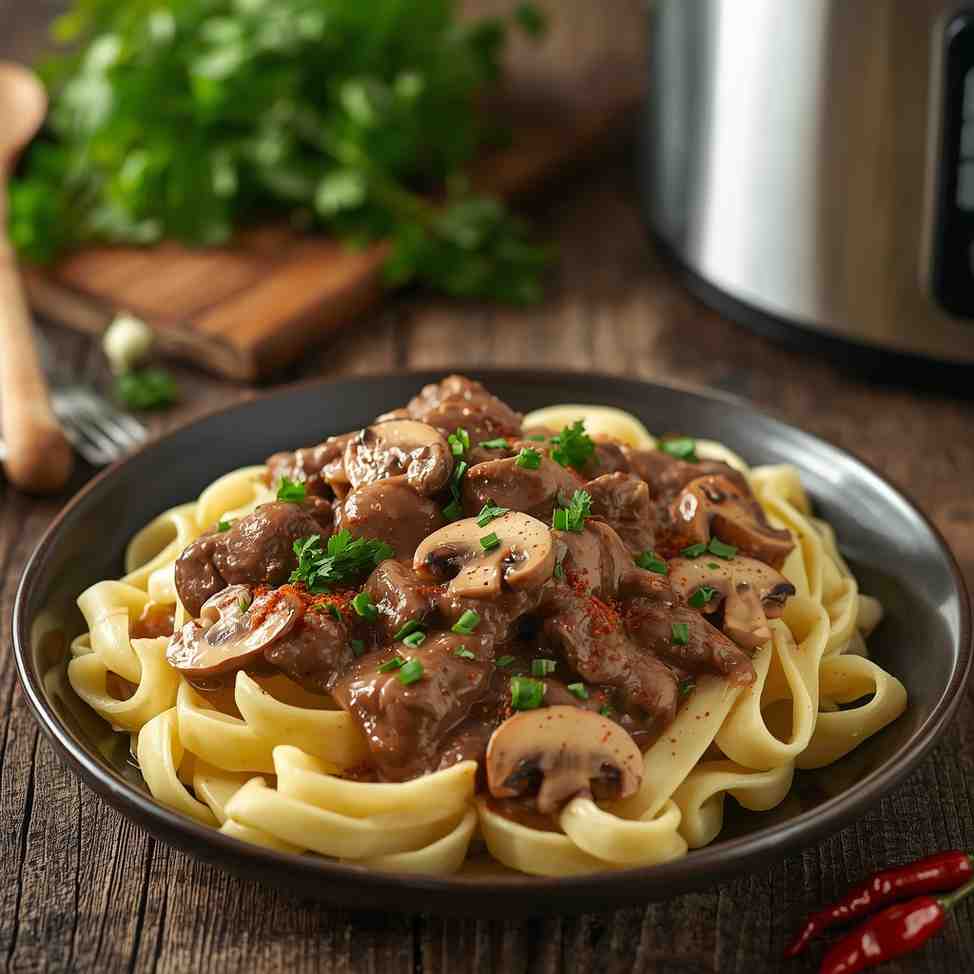 Stovetop Beef and Mushroom Stroganoff