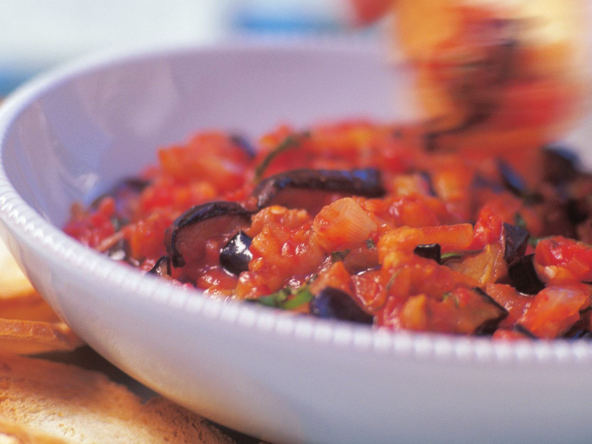 Simmered Eggplant and Tomato Sauté with Garlic and Fresh Herbs