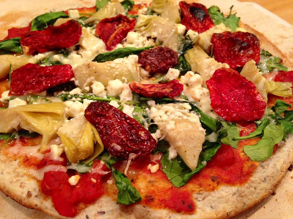 Wood-Fired Oven Roasted Chicken and Sundried Tomato Pizza