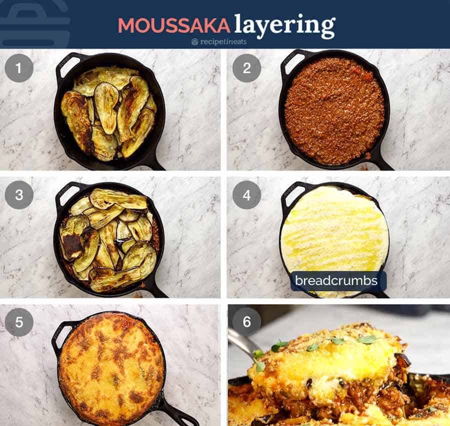Oven-Baked Moussaka with Layered Eggplant and Beef