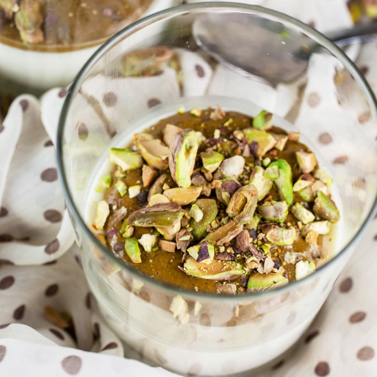 Rose and Cardamom Panna Cotta with Pistachio Crumble