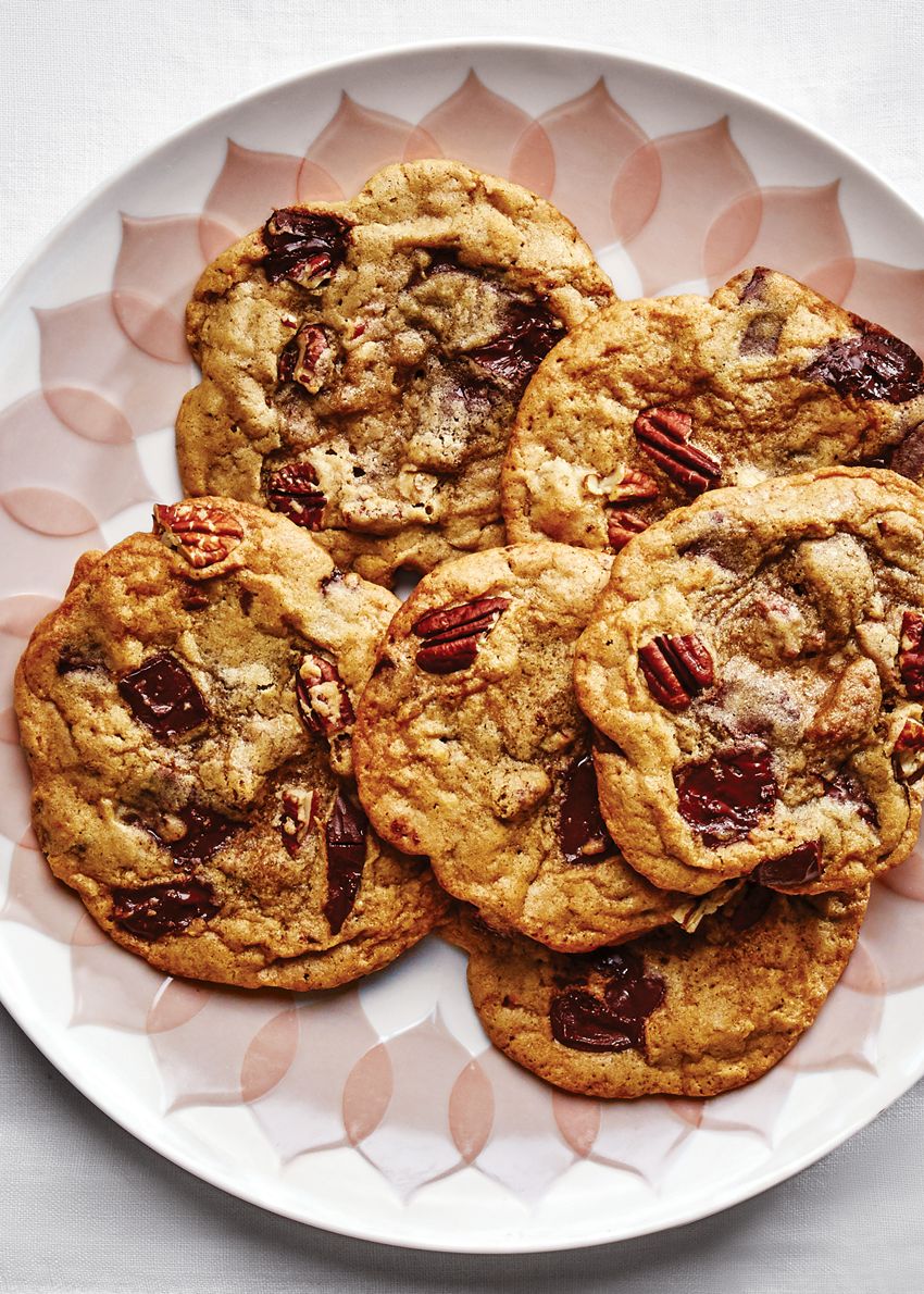 Pumpkin Spice Chocolate Chip Cookies with Candied Pecans