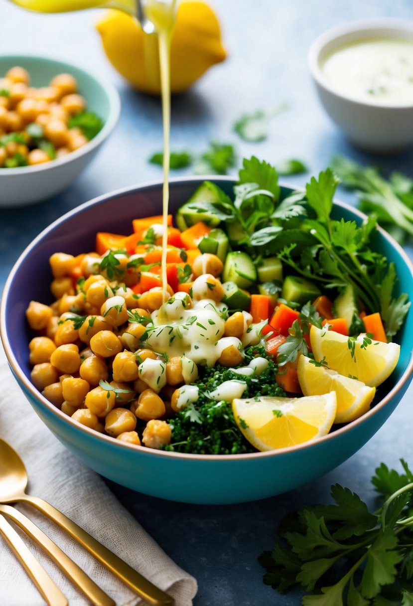 Steamed Chickpea and Herb Salad with Lemon Dressing