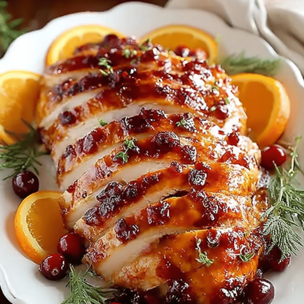 Spiced Maple-Glazed Turkey Breast with Cranberry Relish