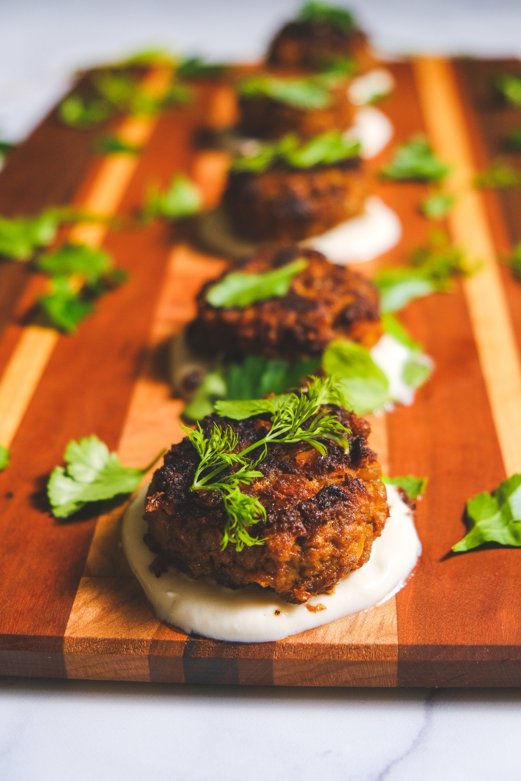 Middle-Eastern Spiced Lamb Meatballs with Yogurt Tahini Sauce
