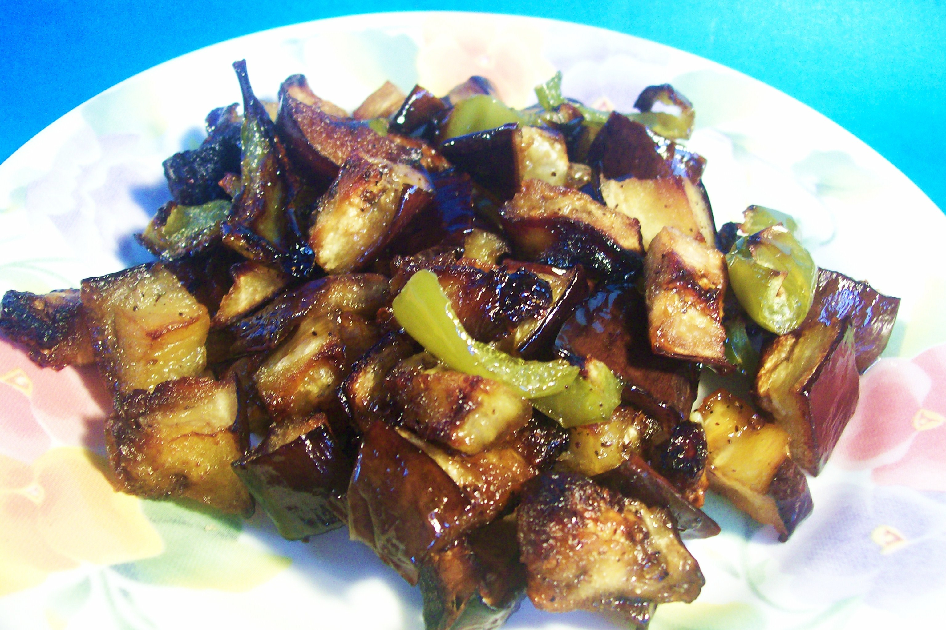 Charoset-Spiced Roasted Eggplant with Toasted Almonds