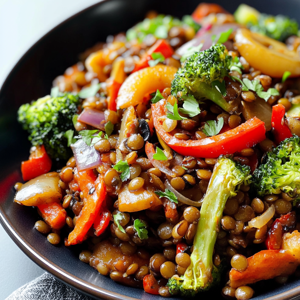 Ethiopian-Inspired Lentil and Vegetable Tibs Stir-Fry
