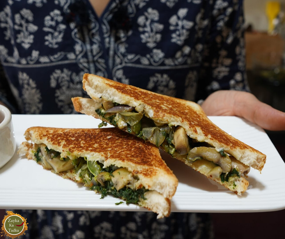 Sautéed Spinach and Mushroom Open-Faced Sandwich
