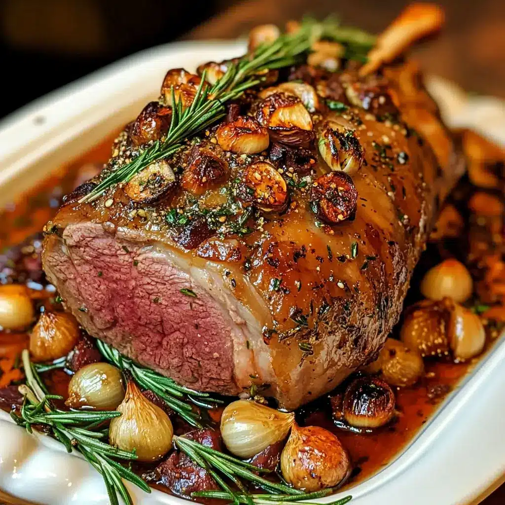 Herb-Rubbed Roasted Lamb with Charred Eggplant and Date Glaze