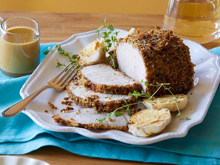 Pan-Seared Pork Loin with Mustard and Herb Sauce