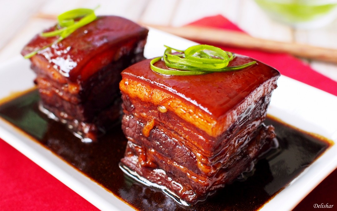 Chinese-Style Braised Pork Belly with Star Anise and Soy