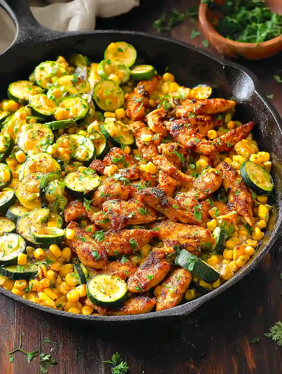 Oven-Roasted Garlic Butter Chicken Thighs with Zucchini