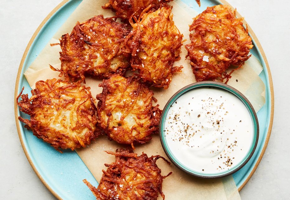 Baked Potato Latkes with Caramelized Onion and Dill