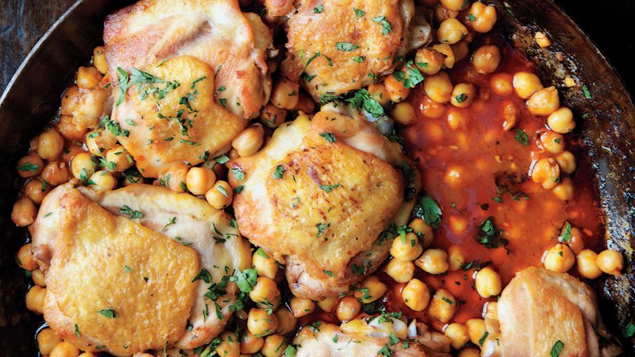 One-Pan Harissa Chicken with Roasted Chickpeas