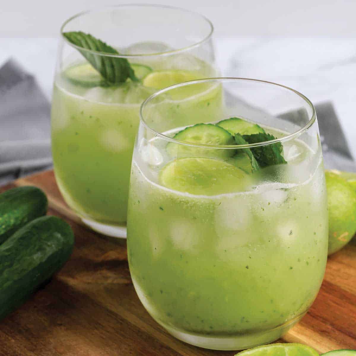 Cucumber and Basil Sparkling Punch with Lime