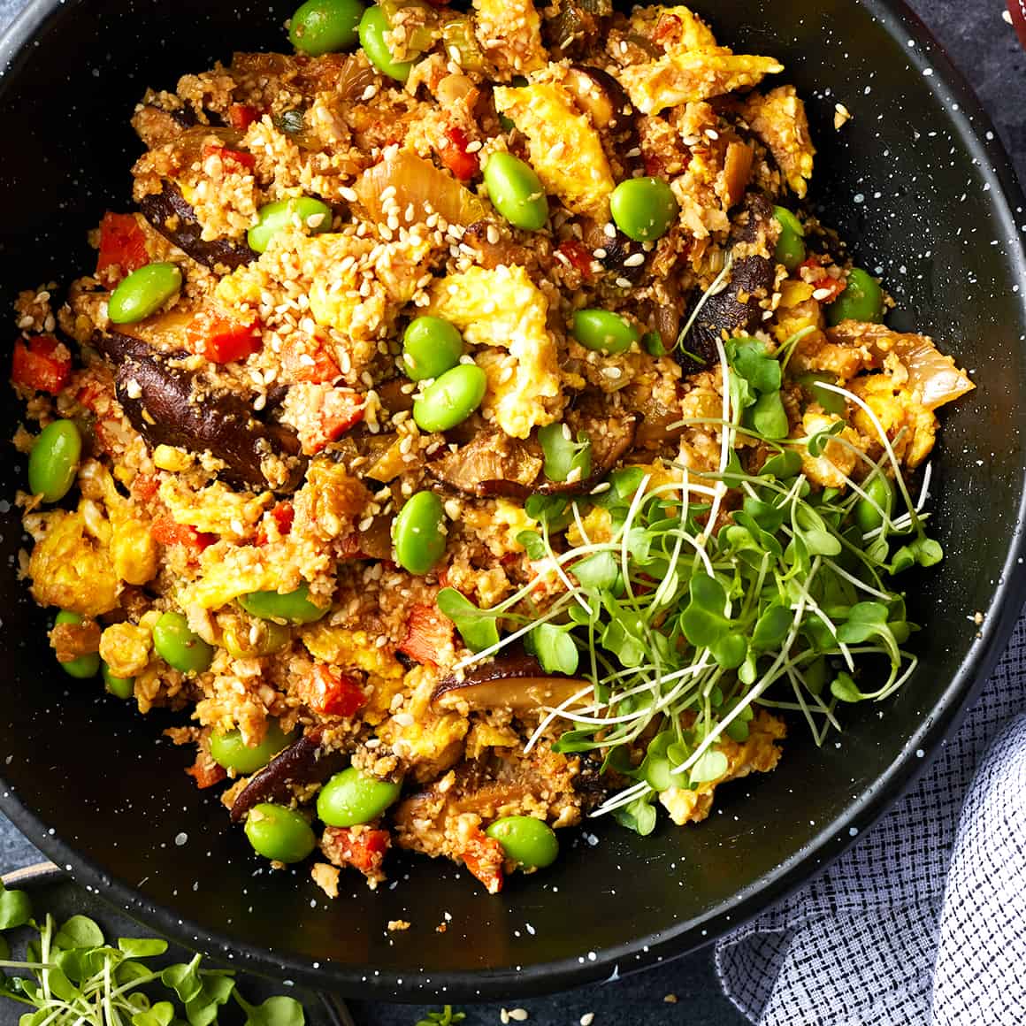 Cauliflower Rice Stir-Fry with Ground Beef and Vegetables