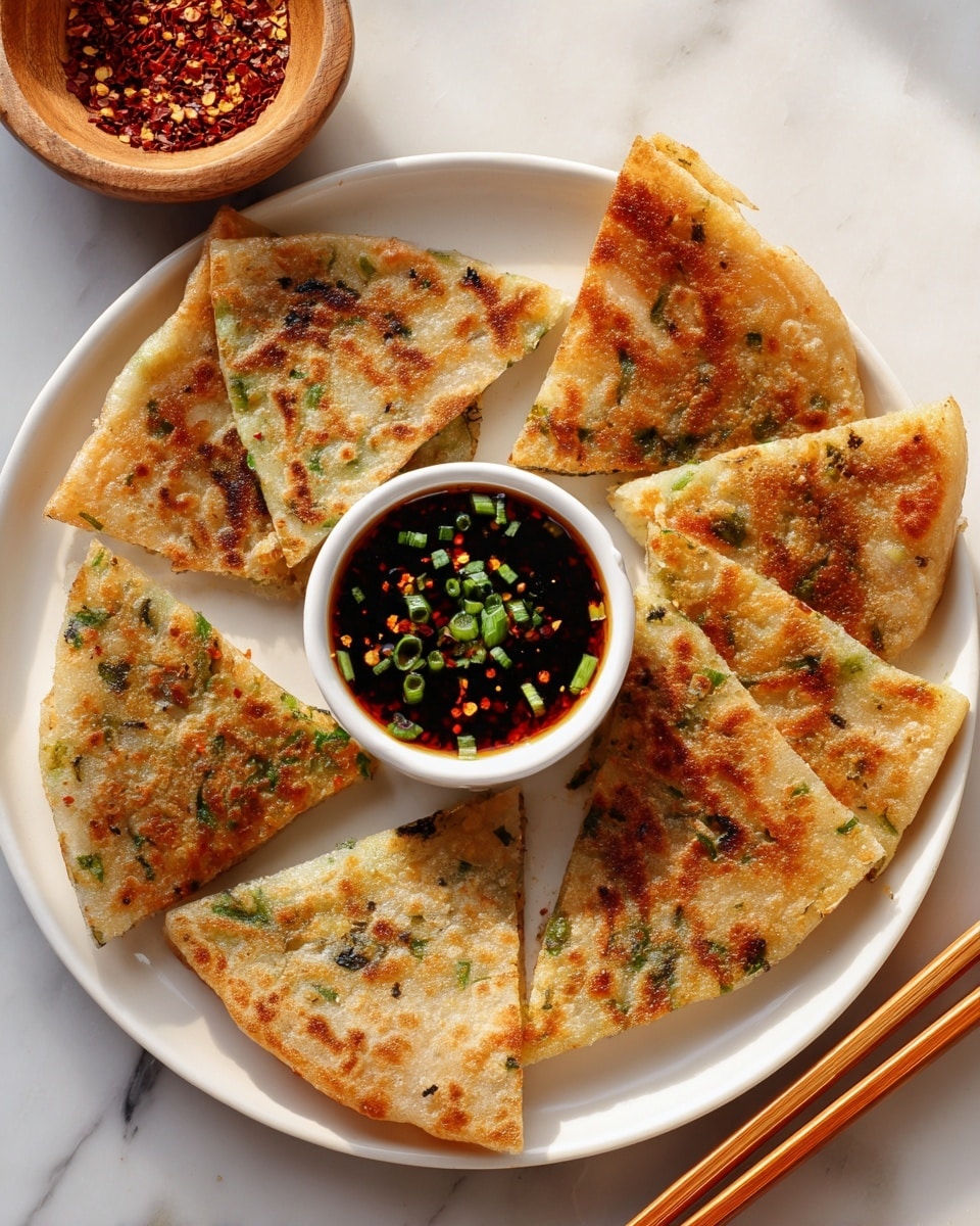 Shanghai-Style Scallion Pancakes with Spicy Soy Dipping Sauce