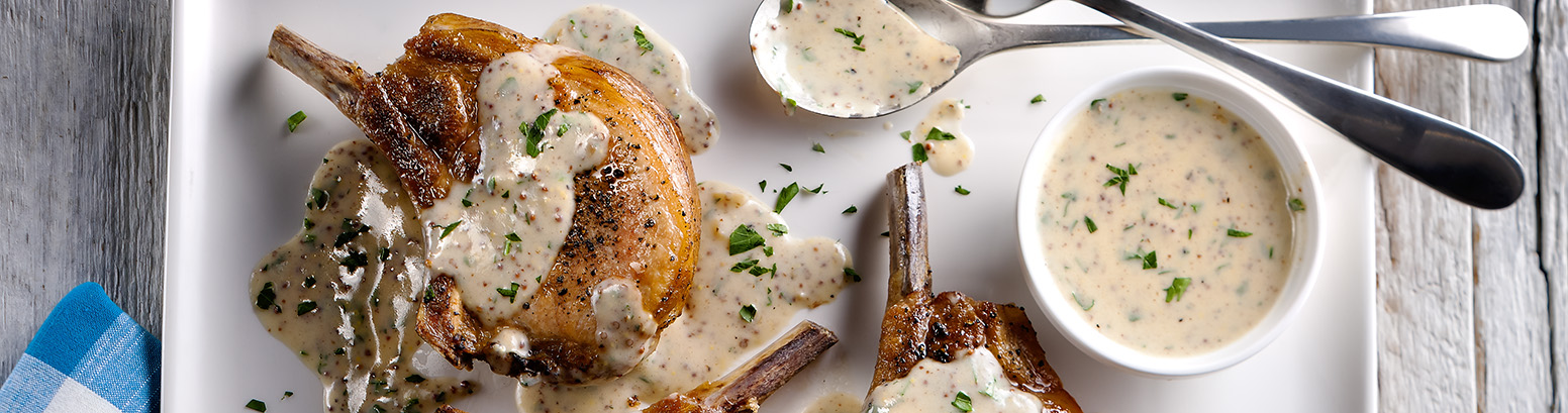 Pan-Fried Pork Chops with Mustard Cream Sauce