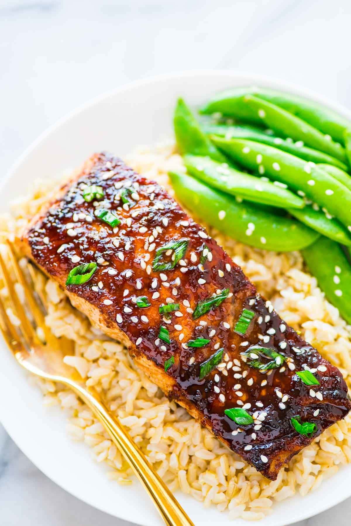 Ginger-Soy Glazed Salmon with Scallion Rice