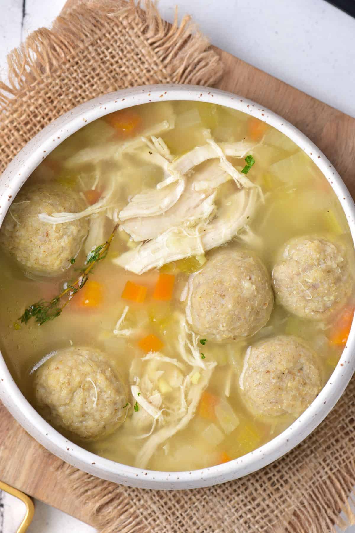 Charoset-Spiced Matzo Ball Soup
