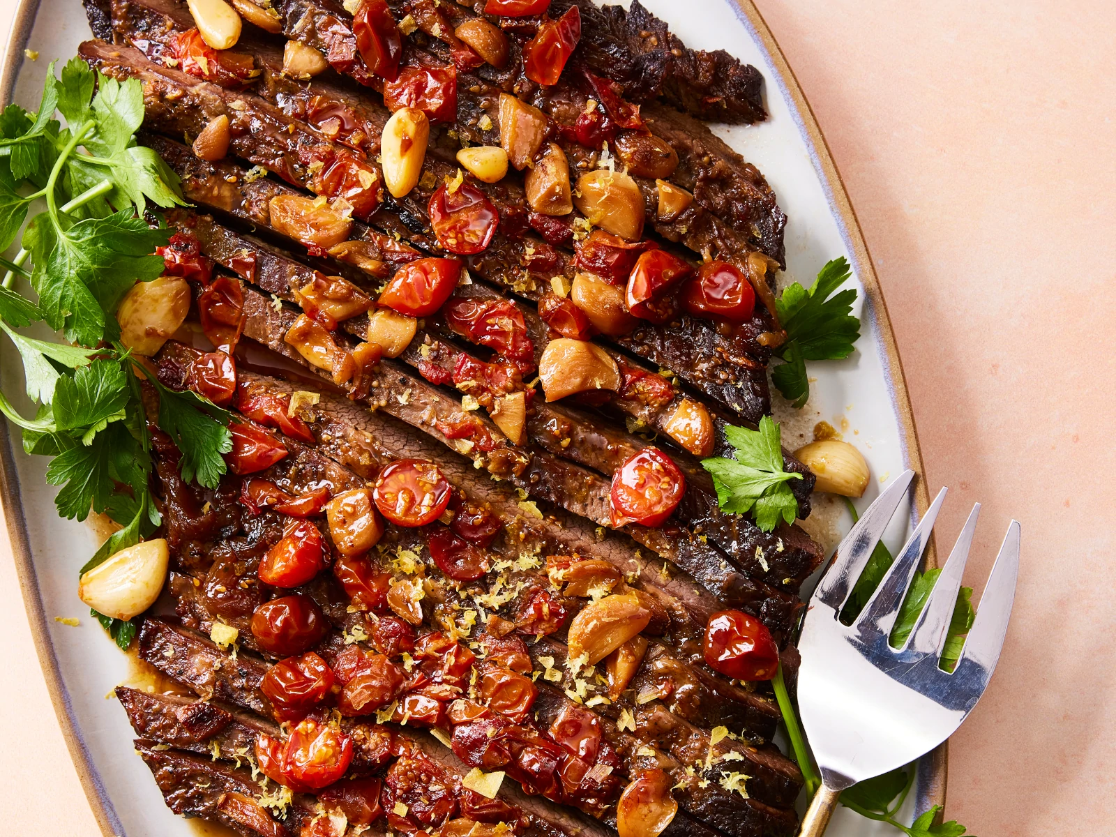 Matzo Meal-Crusted Brisket with Onion and Garlic Confit