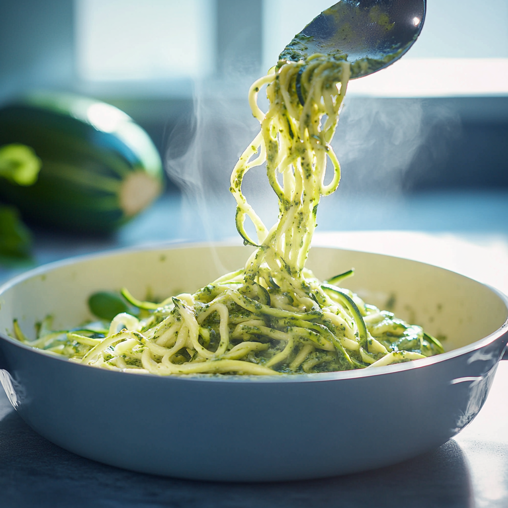 Low-Carb Stir-Fried Zucchini Noodles with Garlic and Sesame