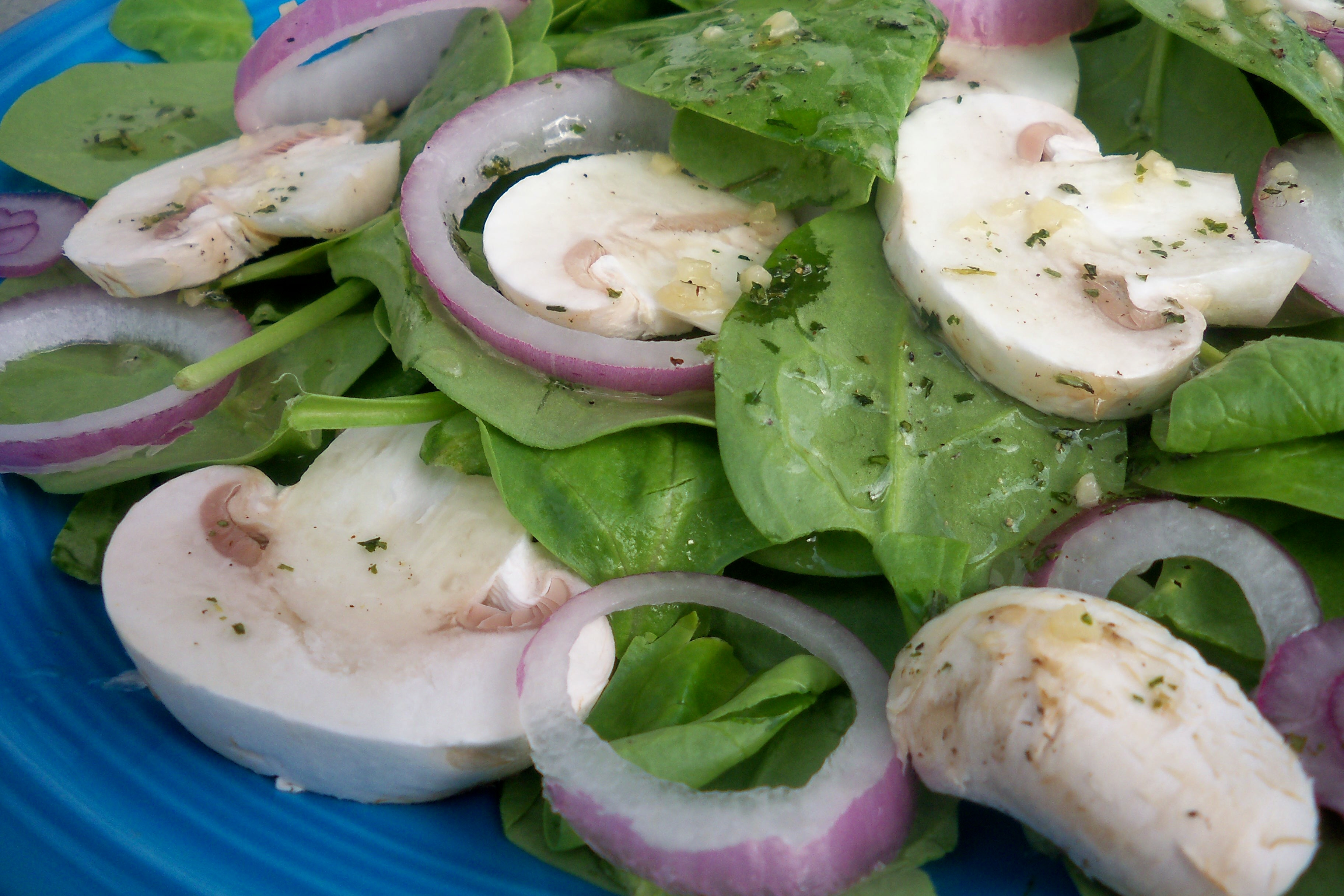 Sautéed Spinach and Mushroom Salad with Lemon-Garlic Dressing