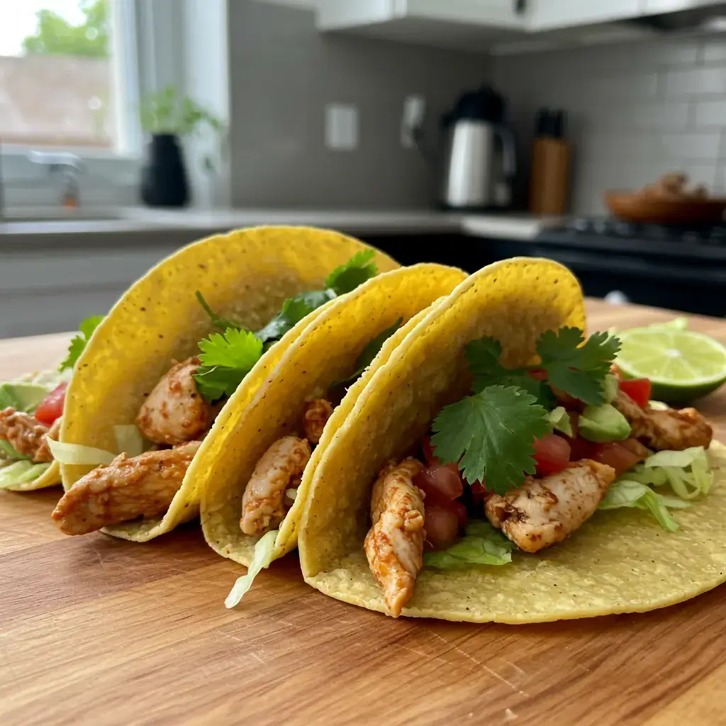 Spicy Pulled Chicken Tacos with Cilantro Lime Slaw