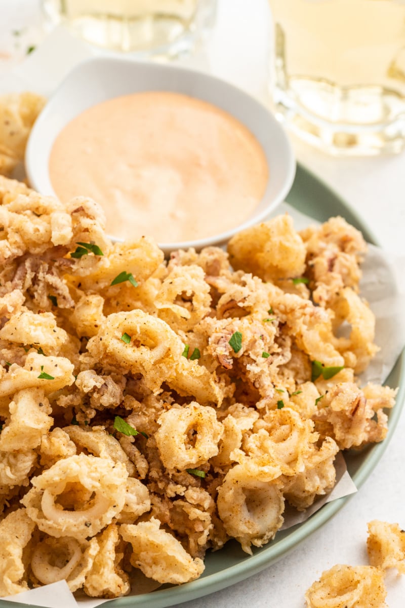 Tempura-Battered Calamari Rings with Spicy Dipping Sauce