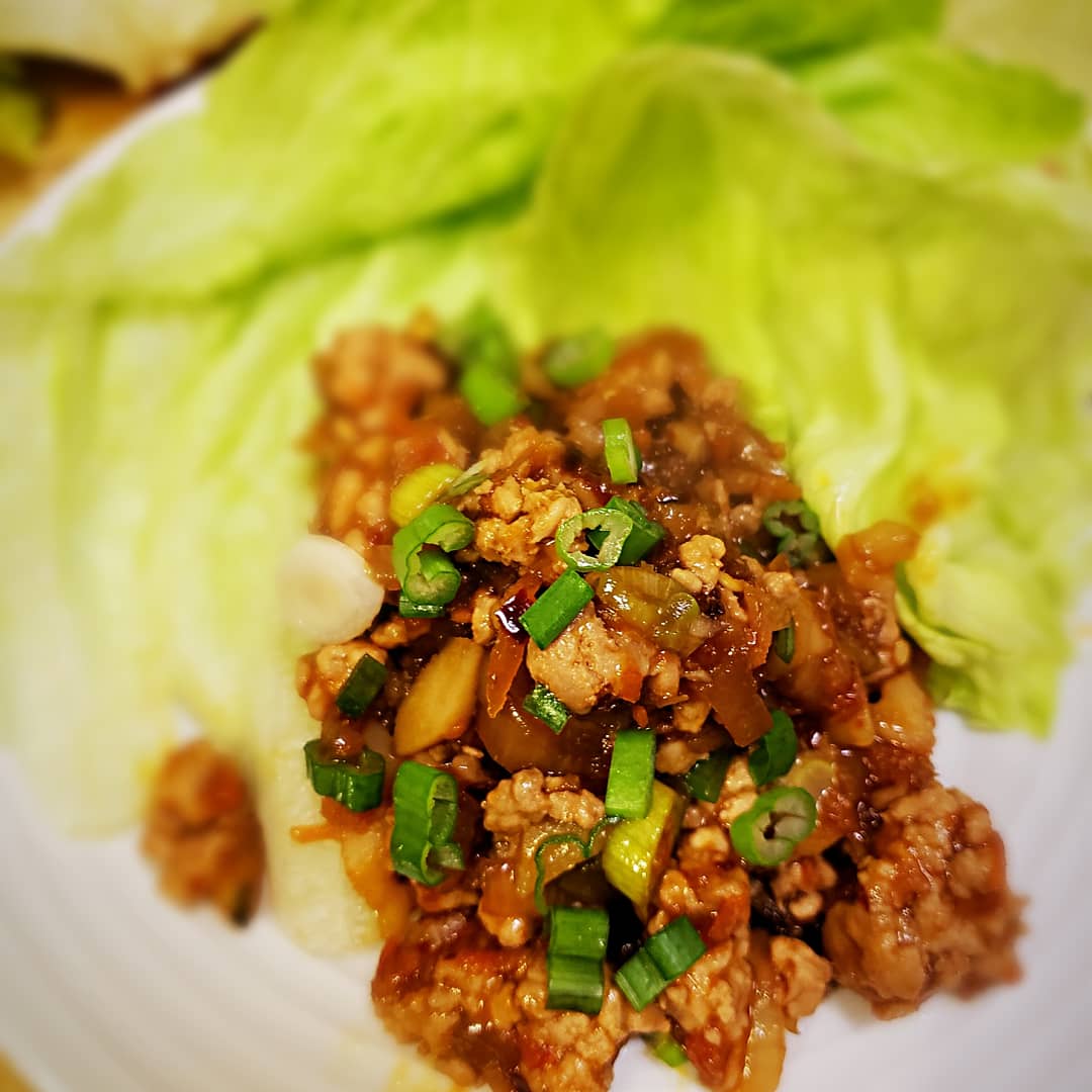 Spicy Pork Lettuce Wraps with Ginger-Soy Sauce