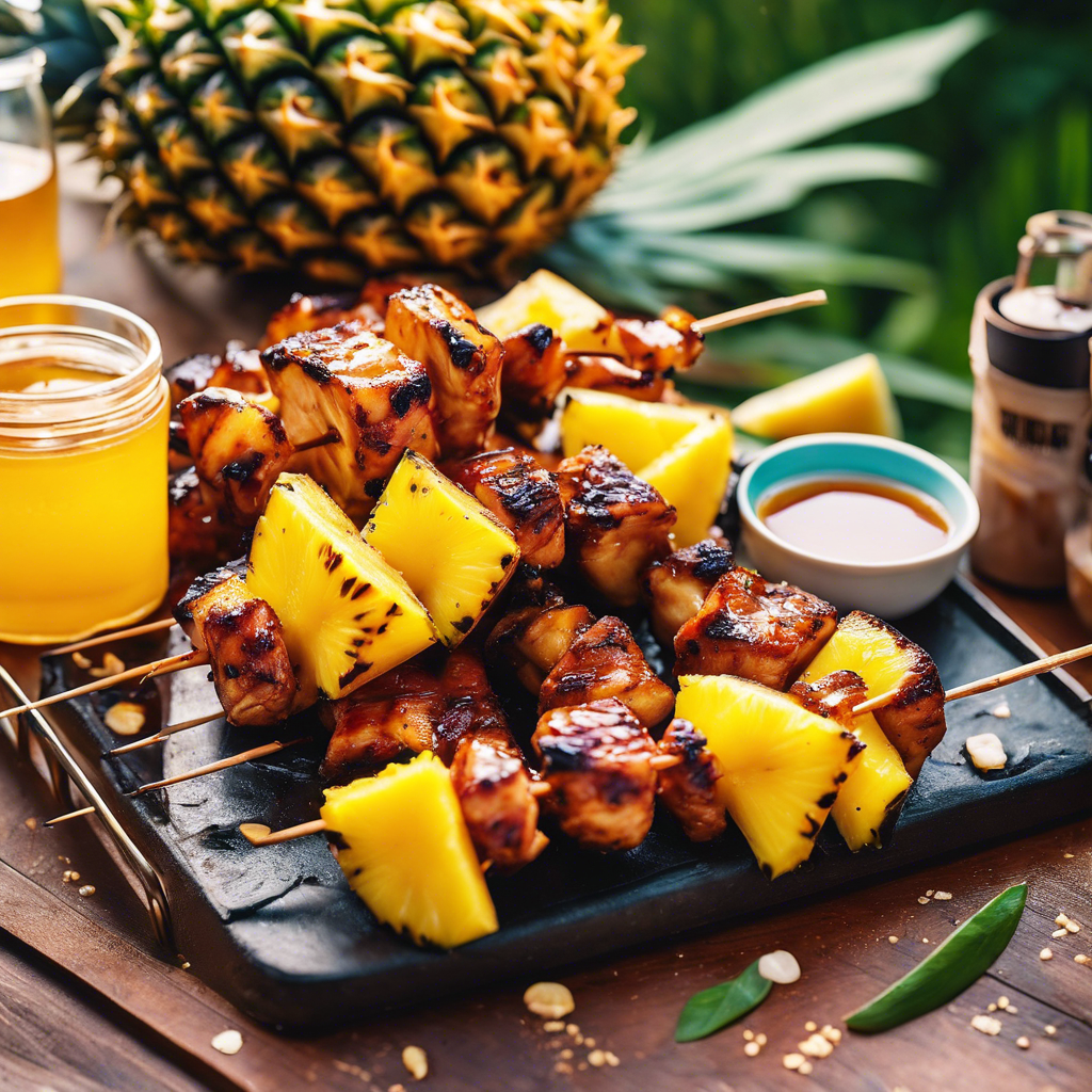 Grilled Pineapple and Jerk Chicken Skewers