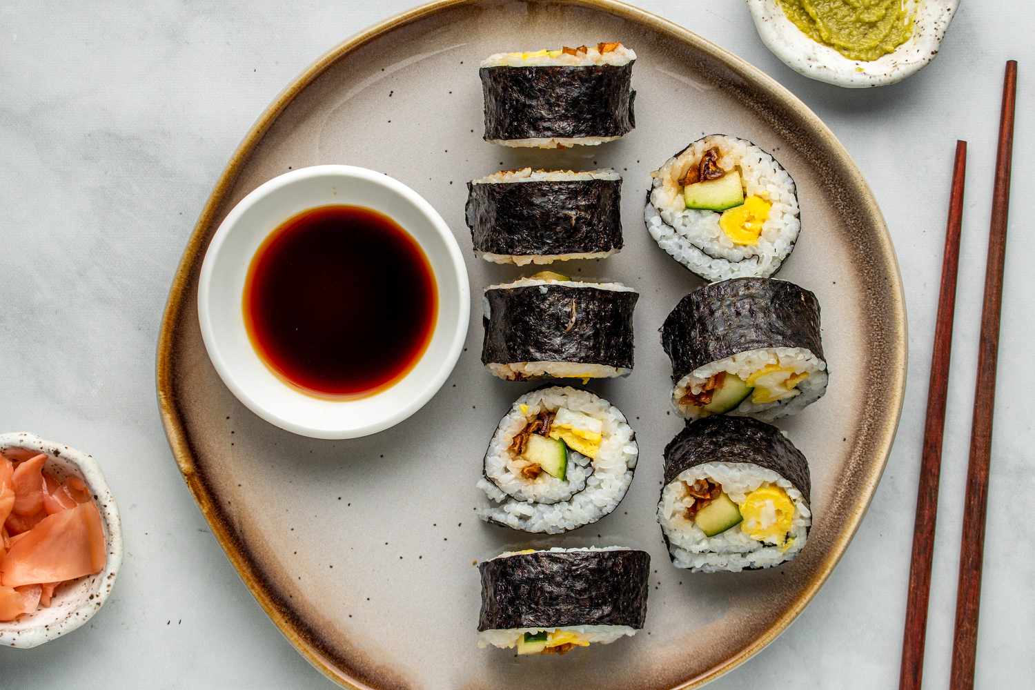 Vegetable Futomaki with Pickled Daikon and Cucumber