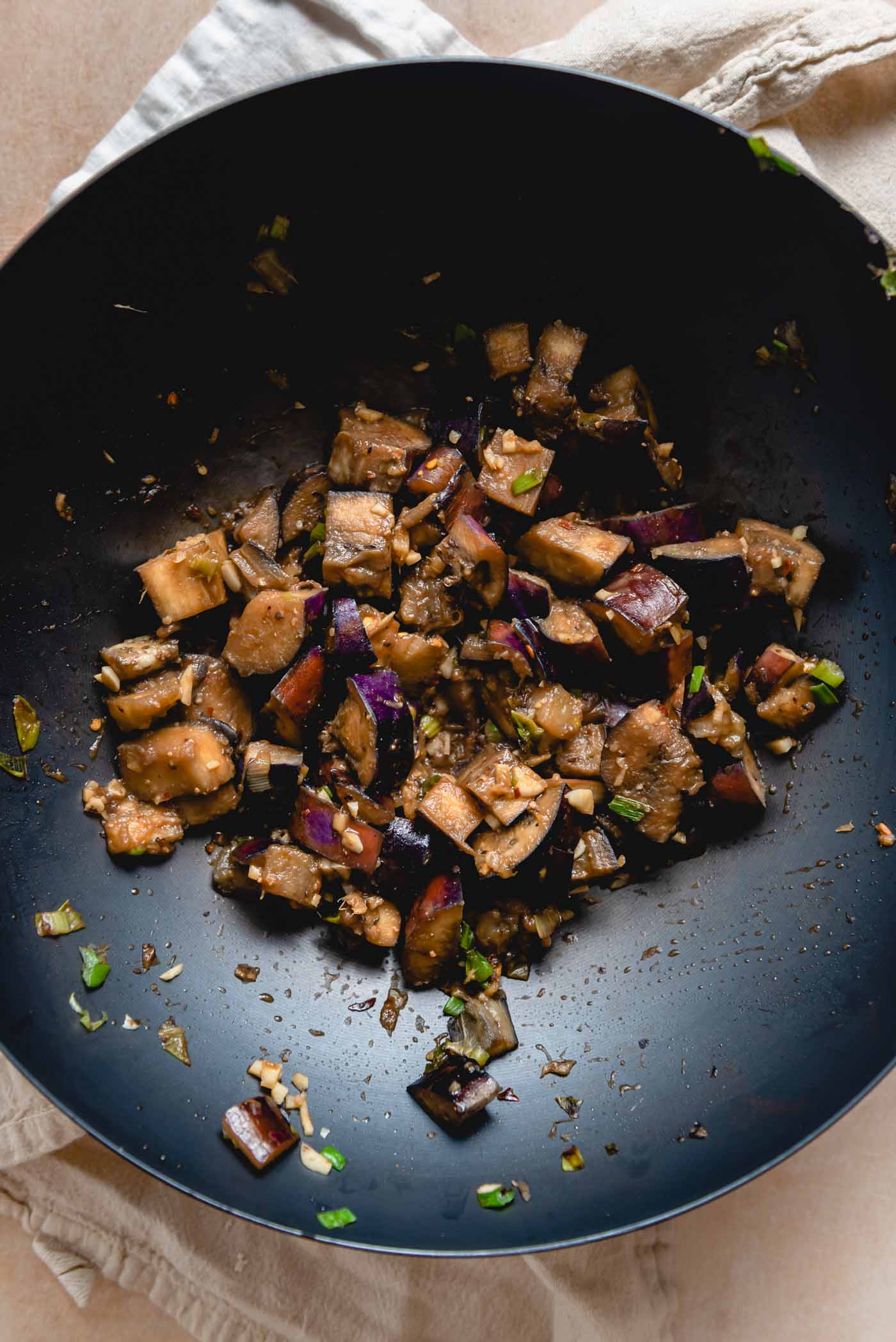 Soy-Glazed Eggplant Stir Fry with Sesame and Scallions