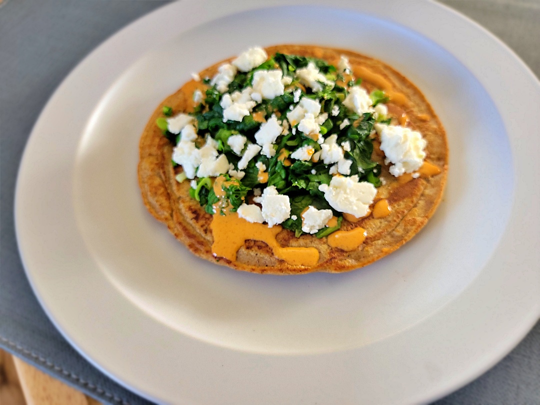 Gluten-Free Chickpea Flour Pancakes with Spinach and Feta